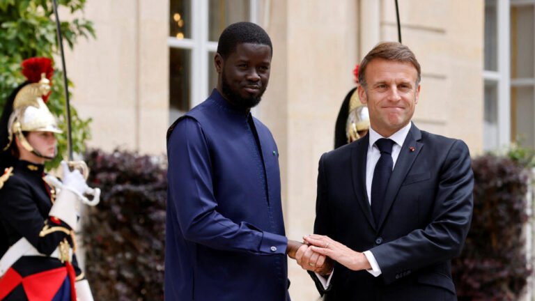 Le président français Emmanuel Macron reçoit, au Palais de l'Élysée, son homologue sénégalais Bassirou Diomaye Faye